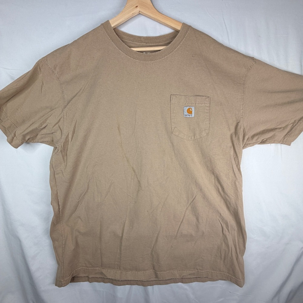 Carhartt Pocket T-Shirt 2XL Tan Short Sleeve Workwear Cotton Tee